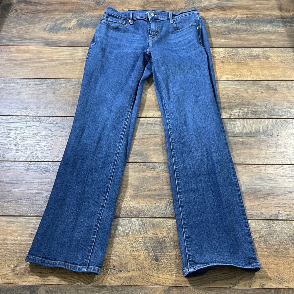 Levis 505 Straight Leg Jeans Womens 6 Medium Wash Blue Denim Mid Rise Stretch